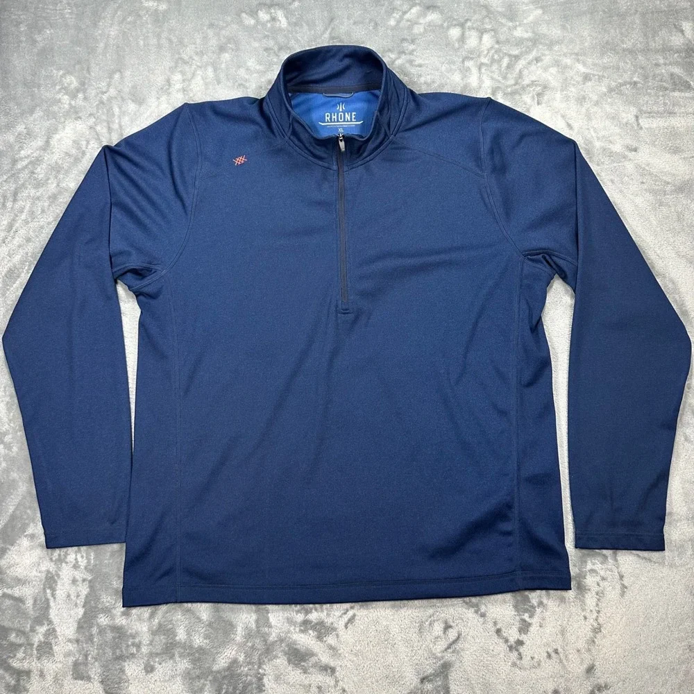 Rhone Polartec Quarter Zip Pullover Mens XL Navy Blue Thumbhole Active Top